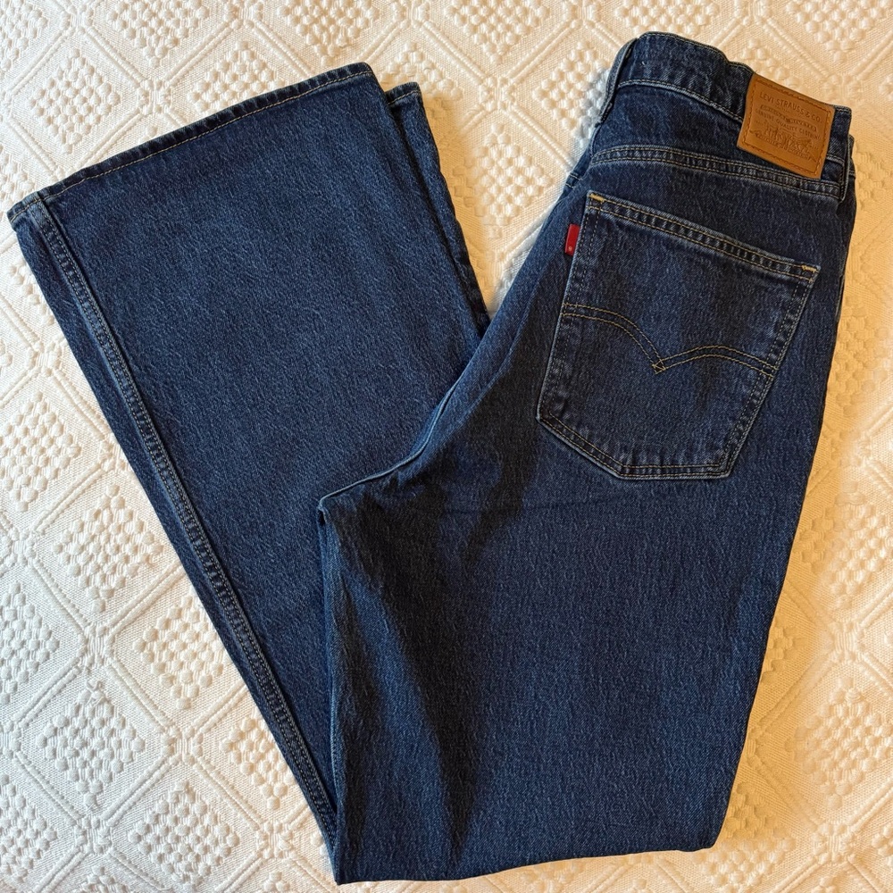 Premium Levi’s Levis 70s High Flare dark blue jeans, size 32 - Picture 5 of 11